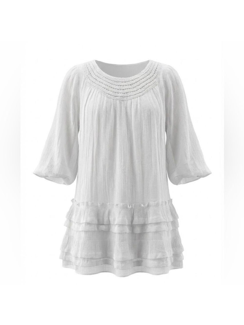ADORN sz Xl Woman’s Mini Bohemian Dress White Boho